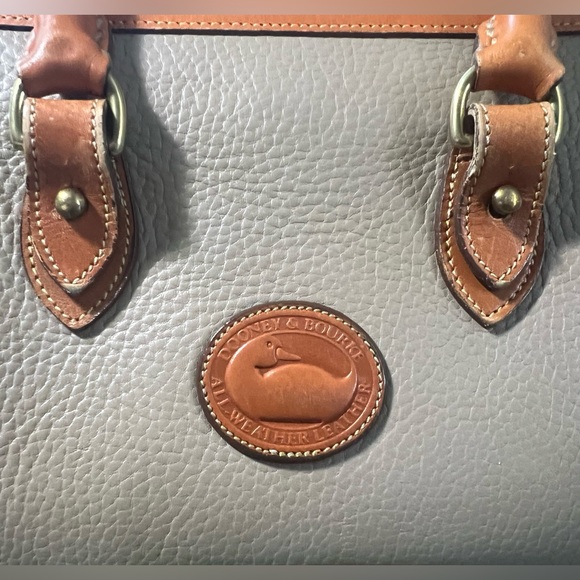 Vintage Dooney & Bourke Brown and Tan All Weather Leather Satchel - Picture 6 of 11